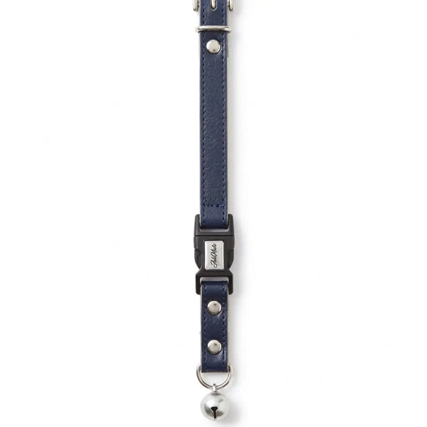 Add.Mate Collier pour chat en cuir de vache avec boucle à dégagement de sécurité Bleu 20-25 cm