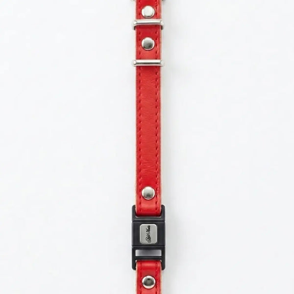 Add.Mate Collier pour chat en cuir de vachette Boucle à dégagement de sécurité Rouge 20-25 cm