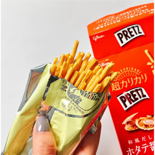 Glico Pretz Bâtonnets de Biscuit Pétoncles et Sauce Soja Saveur Dashi 55g (Paquet de 10)