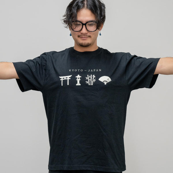 J Taste Kyoto T-Shirt Graphique T-Shirt Graphique Japonais Traditionnel Noir