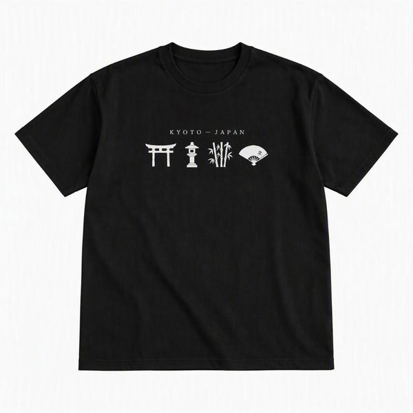J Taste Kyoto T-Shirt Graphique T-Shirt Graphique Japonais Traditionnel Noir