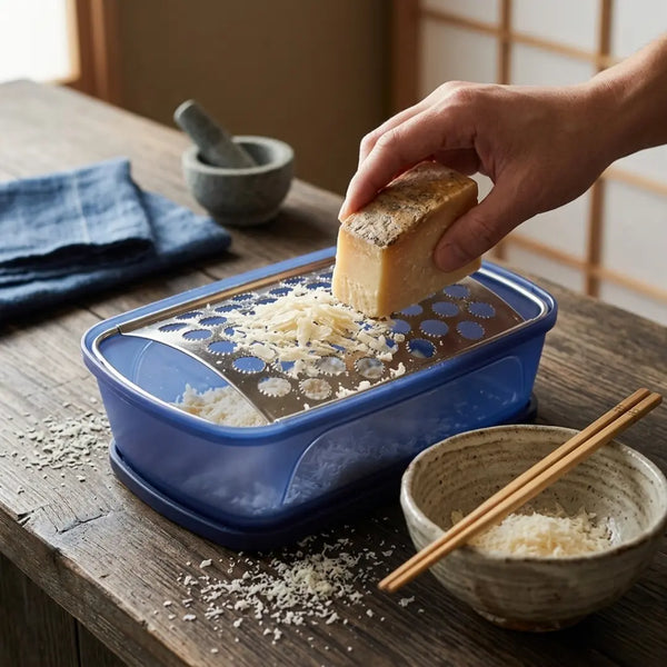 Kiya Multi-Purpose Stainless Steel Food Grater with Built-in Tray (Navy Blue)