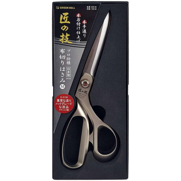 P-1-GRNB-TAISHE-G5150-Green Bell Takuminowaza Artisan Made Stainless Steel Tailoring Shears.jpg