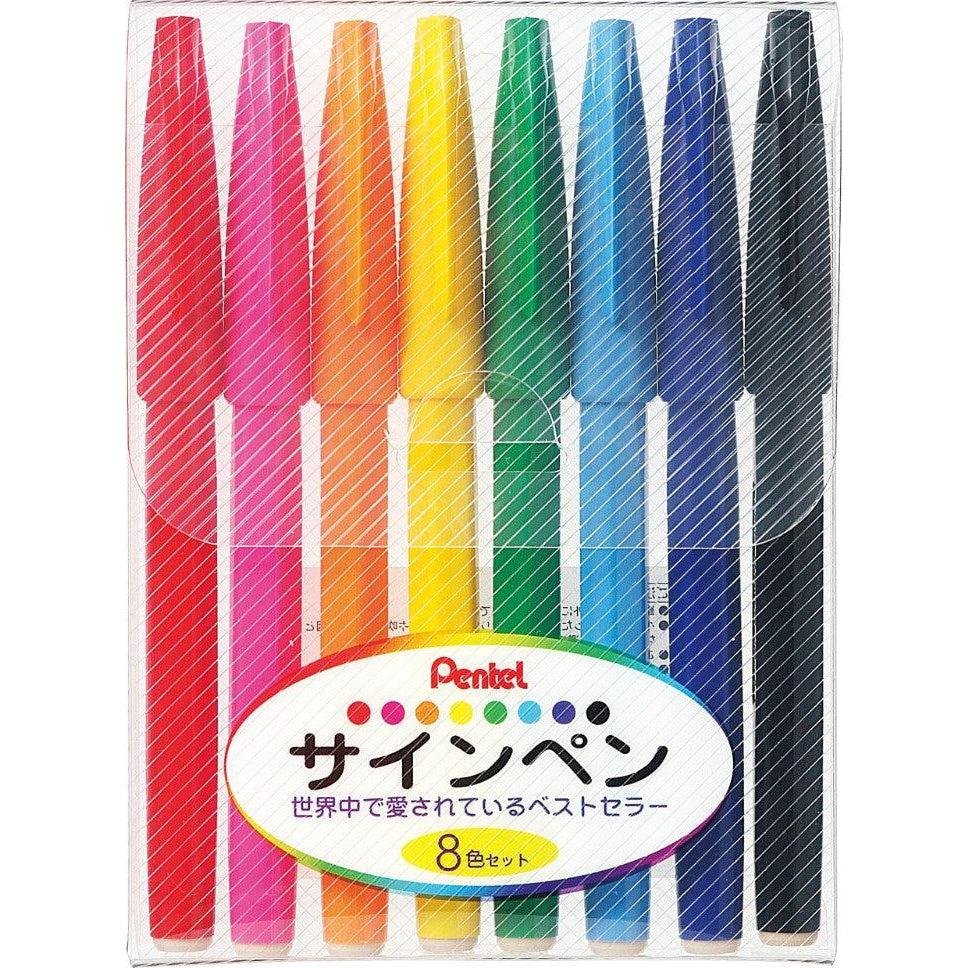 P-1-PNTL-SPNMRK-S5208-Pentel Sign Pen Marker Set 8 Colors S520-8.jpg