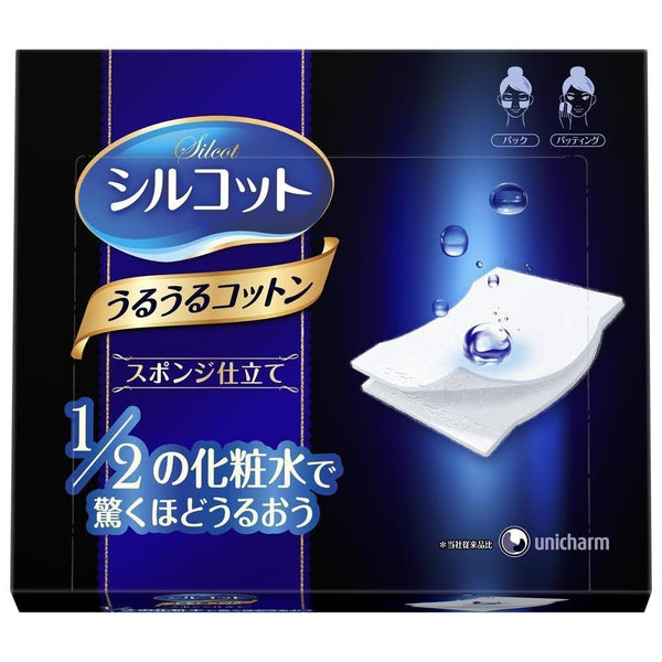 P-2-UCRM-URUCOT-40:3-Unicharm Silcot Uruuru Sponge Touch Moisturizing Facial Cotton (Pack of 3).jpg
