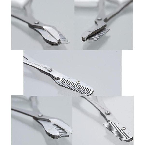 P-3-GRNB-EYBSCI-MI247-Green Bell Stainless Steel Eyebrow Scissors with Comb White MI-247.jpg