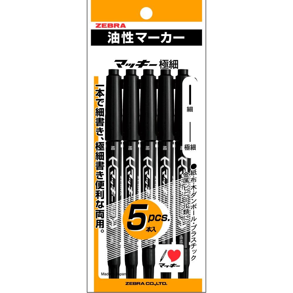 Stylo de marquage Zebra Mckee, marqueurs noirs à double pointe fine, 5 pièces