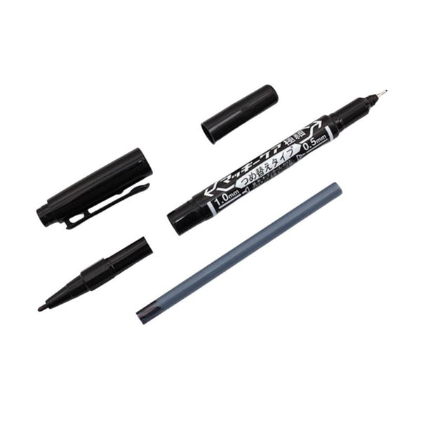 Stylo de marquage Zebra Mckee, marqueurs noirs à double pointe fine, 5 pièces