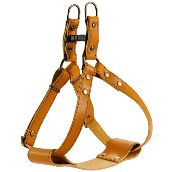 Bonbi Pets Tochigi Harnais pour chien en cuir de vache Marron camel