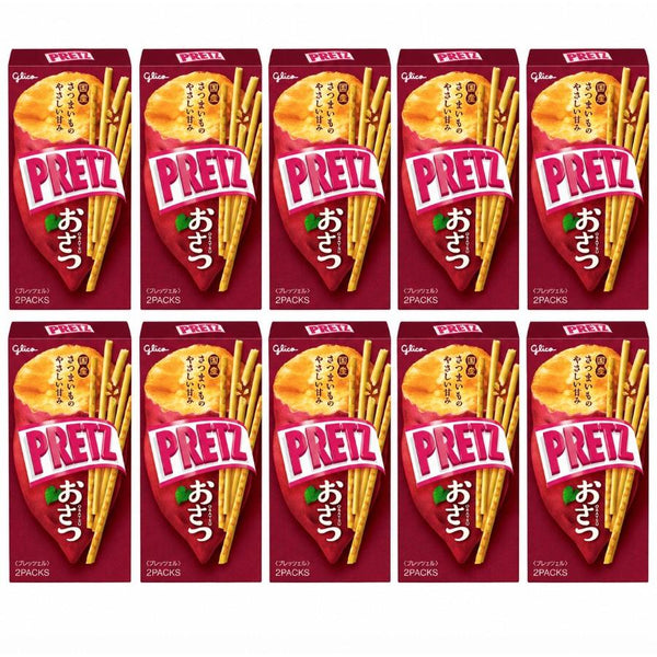 Glico Pretz Osatsu Satsumaimo Bâtonnets de biscuits à la patate douce 62 g (lot de 10)