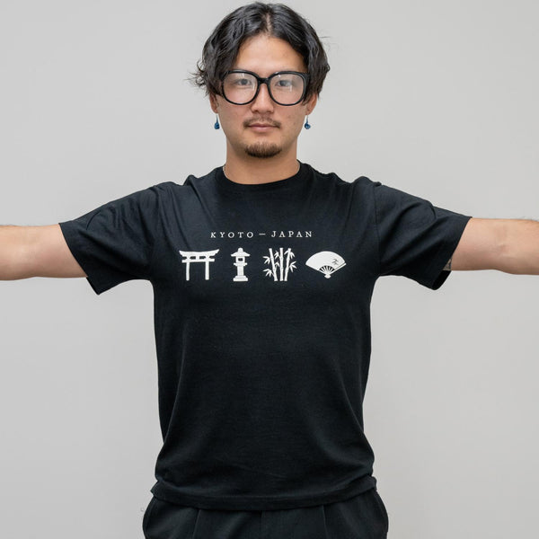 J Taste Kyoto T-Shirt Graphique T-Shirt Graphique Japonais Traditionnel Noir