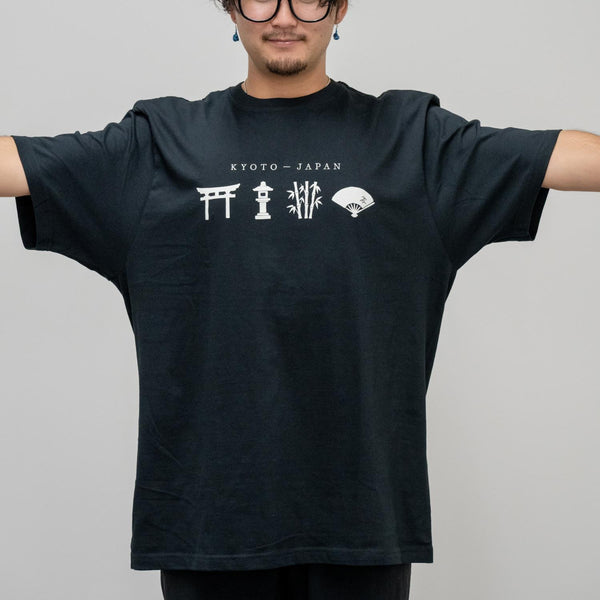 J Taste Kyoto T-Shirt Graphique T-Shirt Graphique Japonais Traditionnel Noir