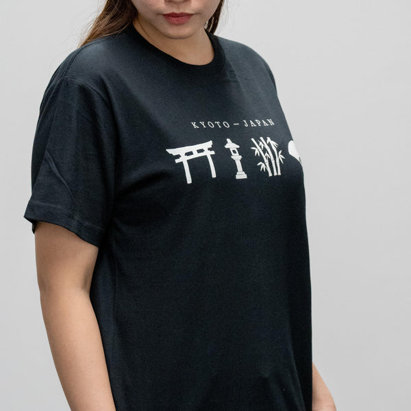 J Taste Kyoto T-Shirt Graphique T-Shirt Graphique Japonais Traditionnel Noir