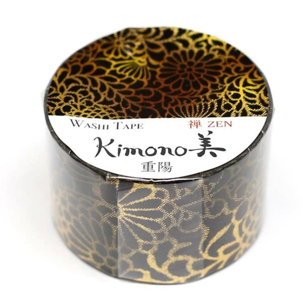 Kamiiso Kimono Washi Tape Ruban de masquage à motif chrysanthème doré