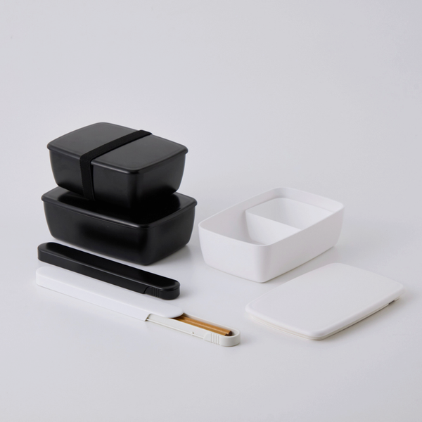 Minimalist Black Microwaveable Bento Lunch Box Big Capacity 600ml