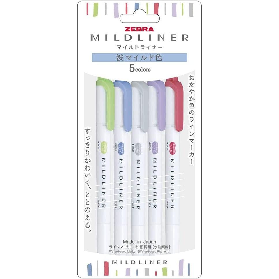 P-1-ZBRA-MRKELC-WKT75CNCN-Zebra Mildliner Highlighter Markers Elegant Colors WKT7-5C-NC-N.jpg