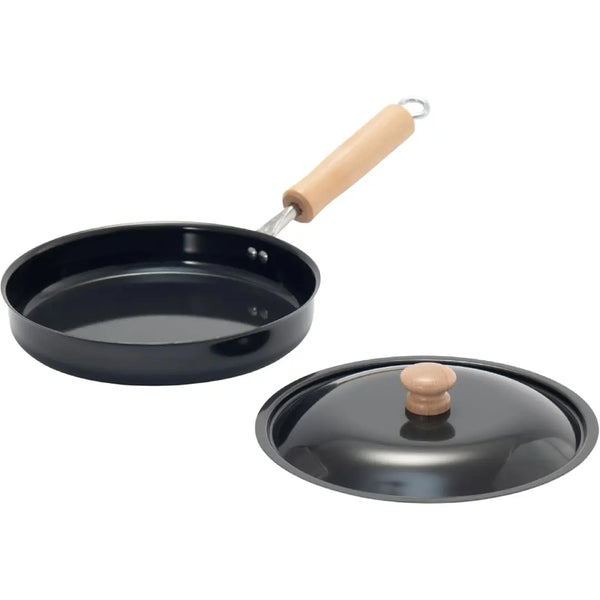Summit Iron Cookware Iron Frying Pan with Lid & Wooden Handle 20cm
