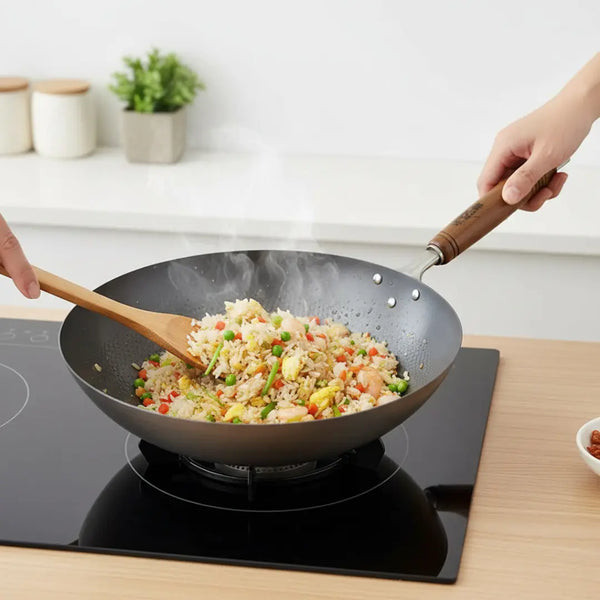 Summit Nitride Embossed Iron Beijing Wok Heavy-Duty Stir Fry Pan 30cm