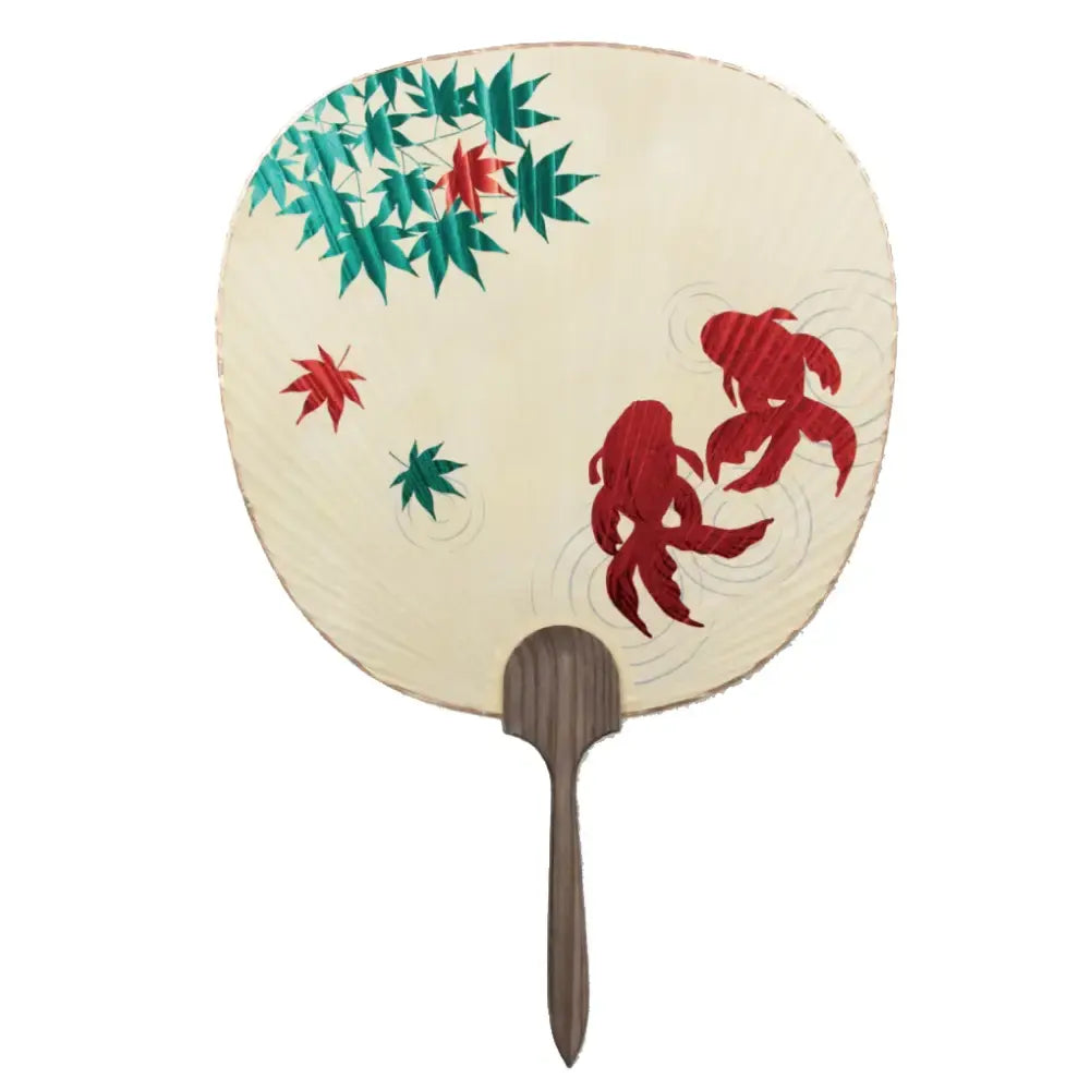 Uchiwa-Non-Folding-Paper-Fan-Foil-Stamped-Maple-and-Goldfish-1-2026-05-11T06:49:39.437Z.webp